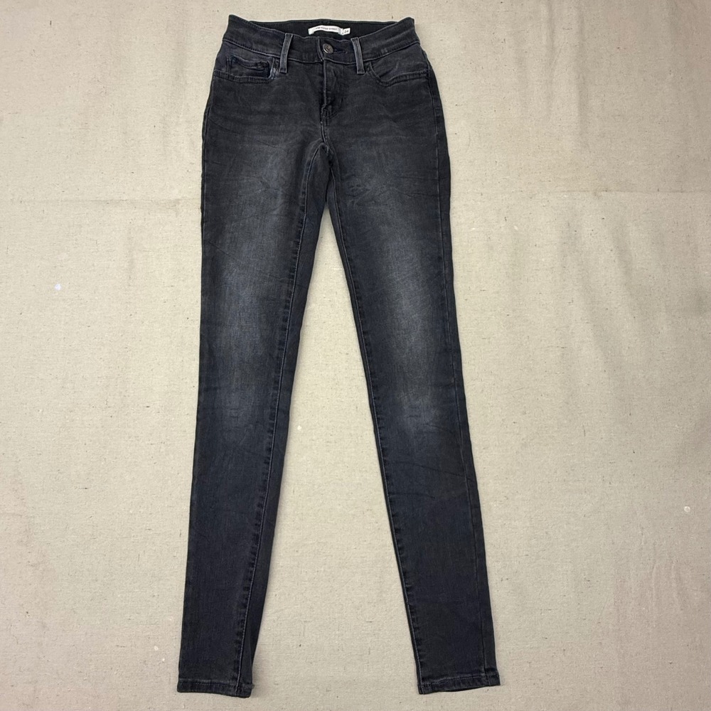 Levis 710 Super Skinny Jeans Womens 24 Faded Black Stretch Denim Pants